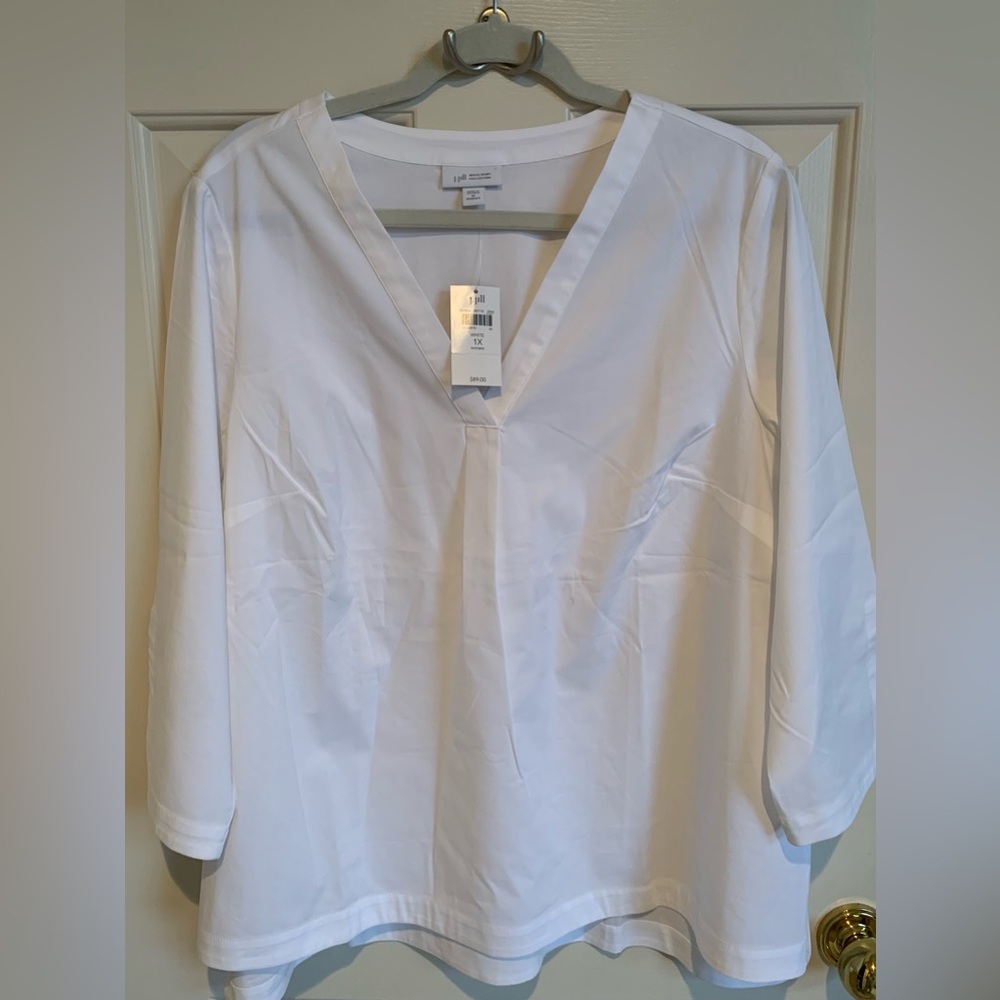 J. Jill White V-Neck Tunic Blouse